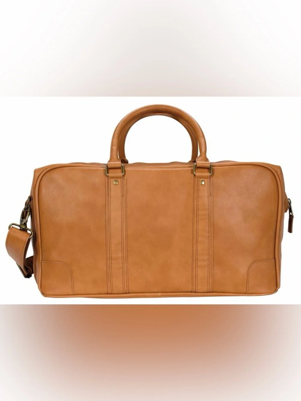 KAPSTON tan synthetic leather Cribl weekender duffel bag